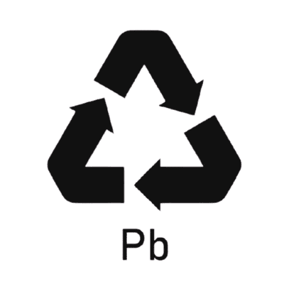 Kennzeichnung wie „Pb“ oder „Lead Acid“