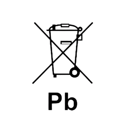 Kennzeichnung wie „Pb“ oder „Lead Acid“
